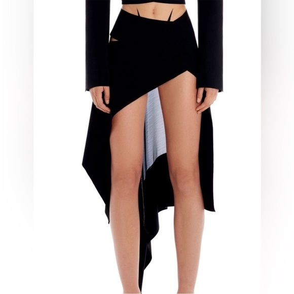 NWT MUGLER Silk blend satin asymmetrical mini skirt - Picture 1 of 8